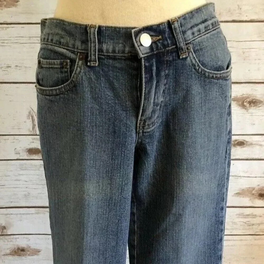 NEW YORK CO. Women Dark Wash Cotton Denim Blue Jeans Flared Leg Pants Size 2 NWT